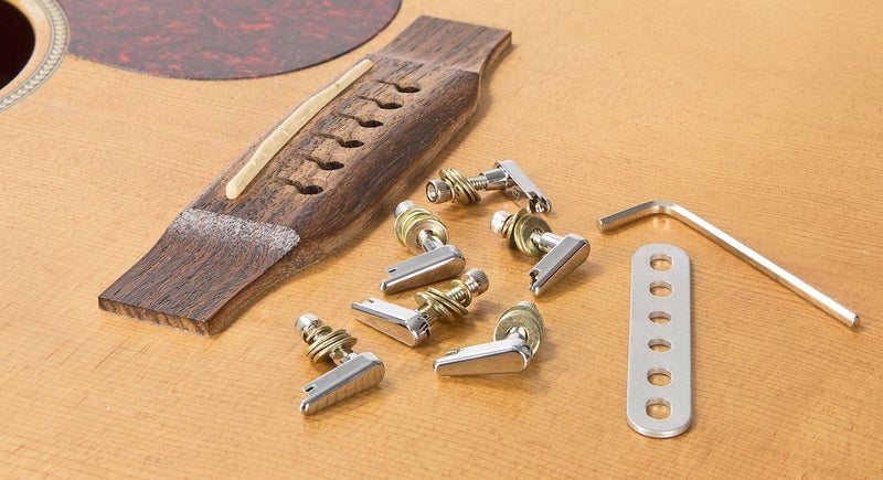 Big Rock Power Pins 2.0 - Chrome Set with Power Plate Upgrade- Patented Bridge Pin System for Acoustic Guitars- Improved Tone, Amplified Sound, Easier Restringing, and Faster Tuning - Image 5